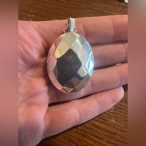 Monica Rich Kosann sterling silver large oval faceted two photo locket